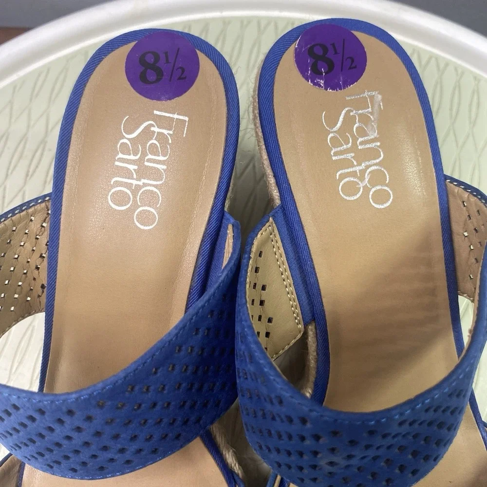 FRANCO SARTO Womens Wedges‎ Heeled Sandals Espadrille Dress Shoes Blue Sz.8.5